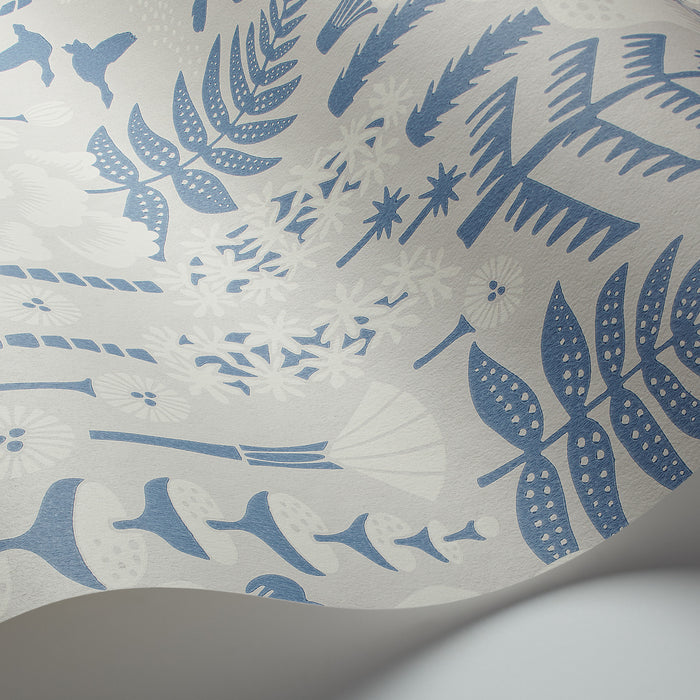 Schumacher Hoppmosse Dove And Blue Wallpaper 1454