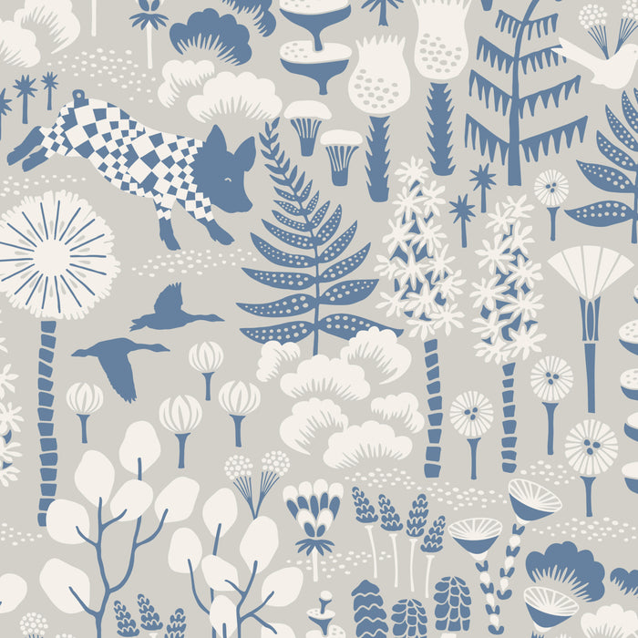 Schumacher Hoppmosse Dove And Blue Wallpaper 1454