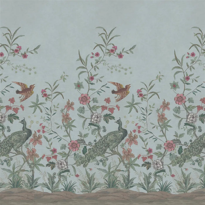 John Derian Peacock Toile Scene 1 Panel  2 Wallpaper PJD6013-02