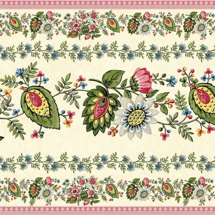 John Derian Folk Flower Wide Border (11yd Roll) 1 Wallpaper PJD6015-01