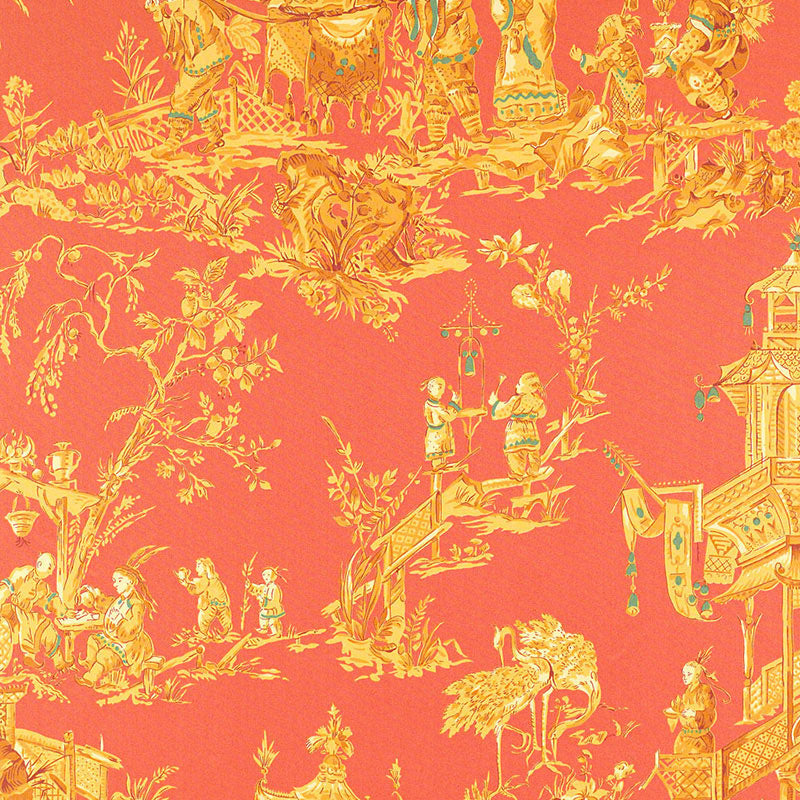 Schumacher Chinois Coral Fabric Sample 168271