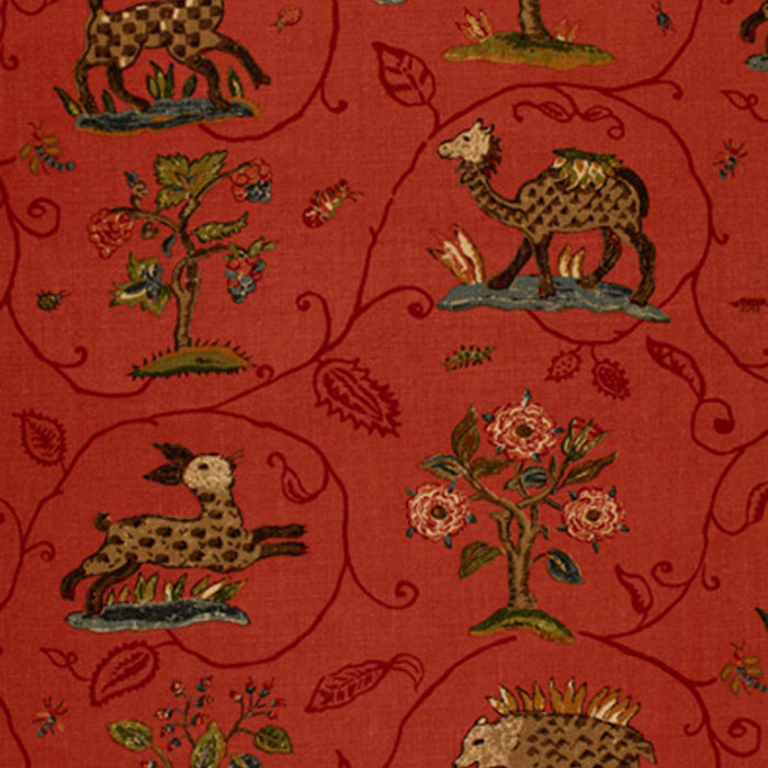 Schumacher La Menagerie Flame Red Fabric 172762