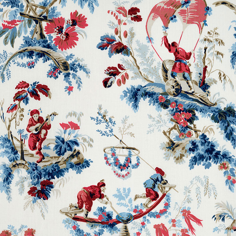 Schumacher Plaisirs De La Chine Bleu & Rouge Fabric 172853