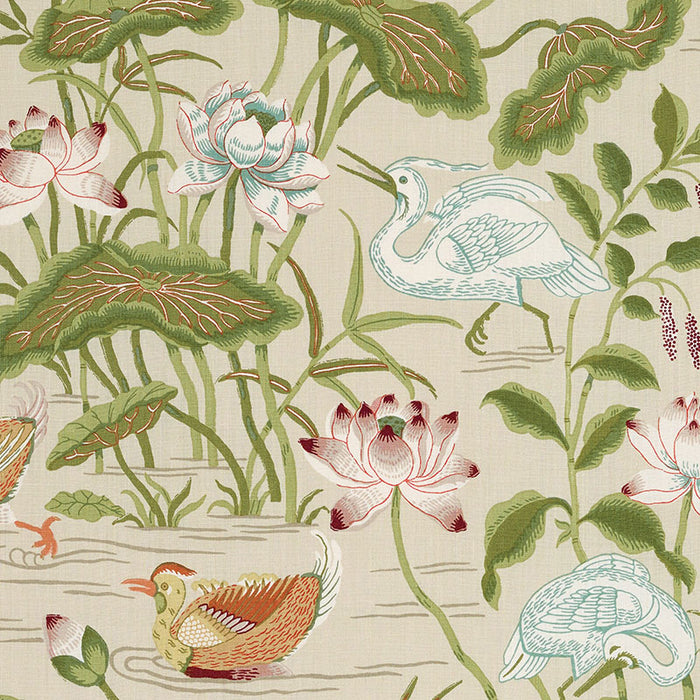 Schumacher Lotus Garden Parchment Fabric 172936