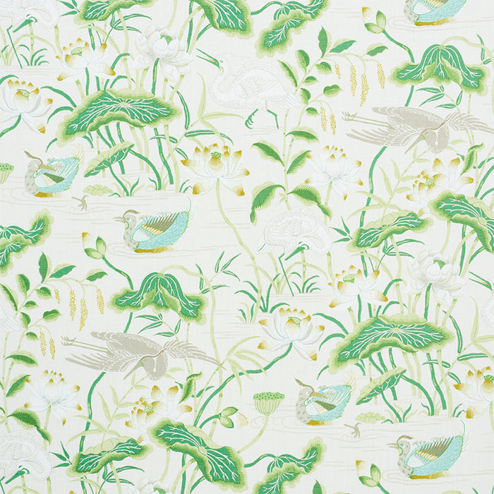 Schumacher Lotus Garden Leaf Fabric 172939