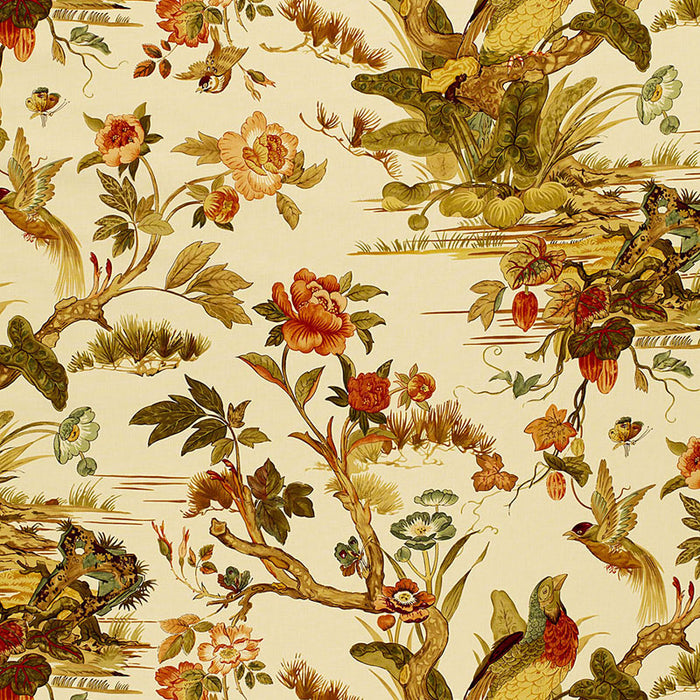 Schumacher Le Faisan Chinoiserie Spice Fabric 173082