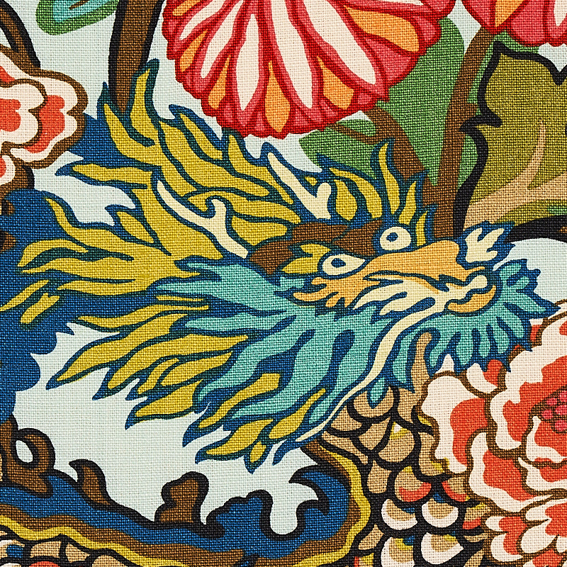 Schumacher Chiang Mai Dragon Aquamarine Fabric 173270