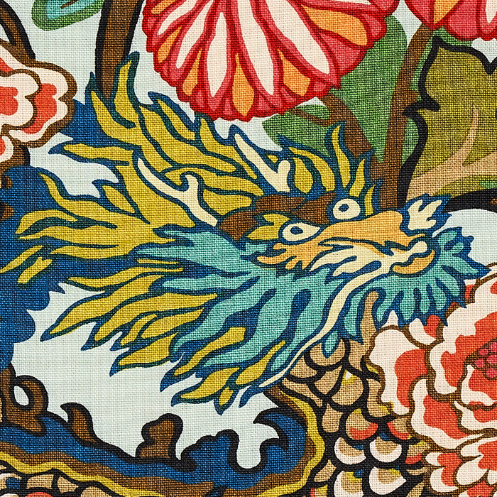 Schumacher Chiang Mai Dragon Aquamarine Fabric Sample 173270