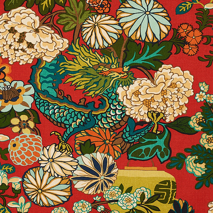 Schumacher Chiang Mai Dragon Lacquer Fabric Sample 173271