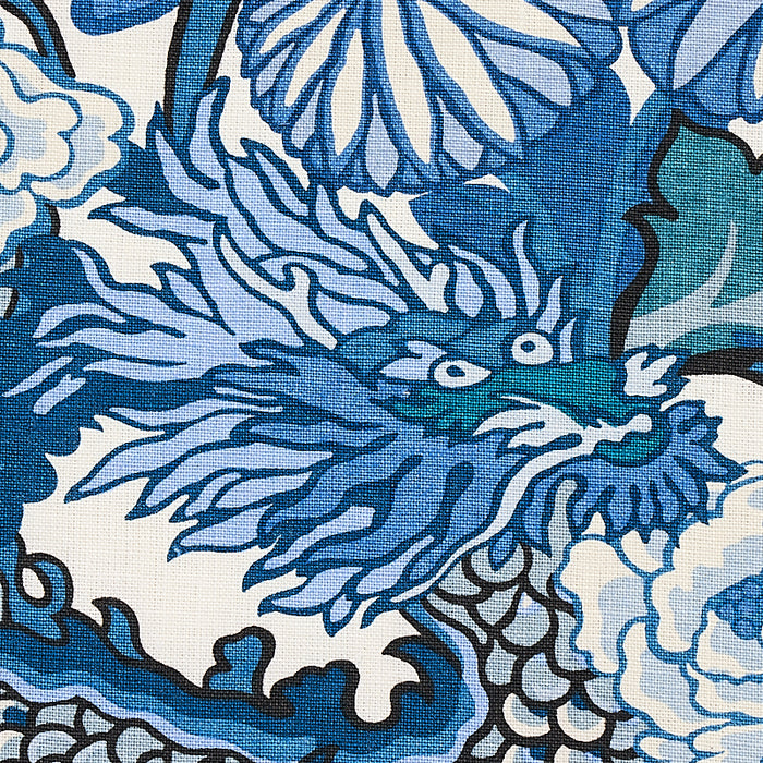 Schumacher Chiang Mai Dragon China Blue Fabric 173272