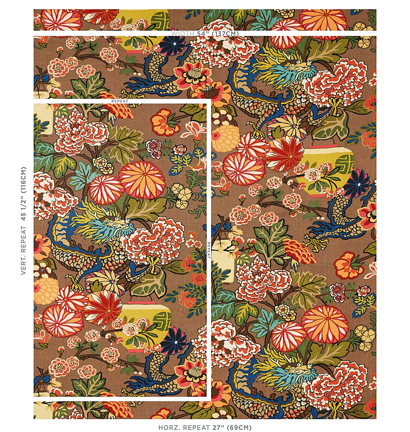 Schumacher Chiang Mai Dragon Mocha Fabric 173274