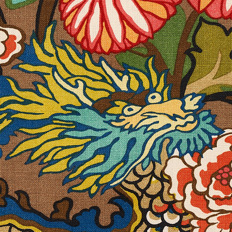 Schumacher Chiang Mai Dragon Mocha Fabric 173274