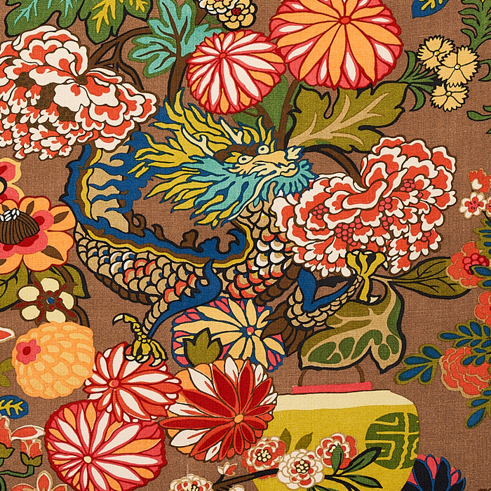 Schumacher Chiang Mai Dragon Mocha Fabric Sample 173274