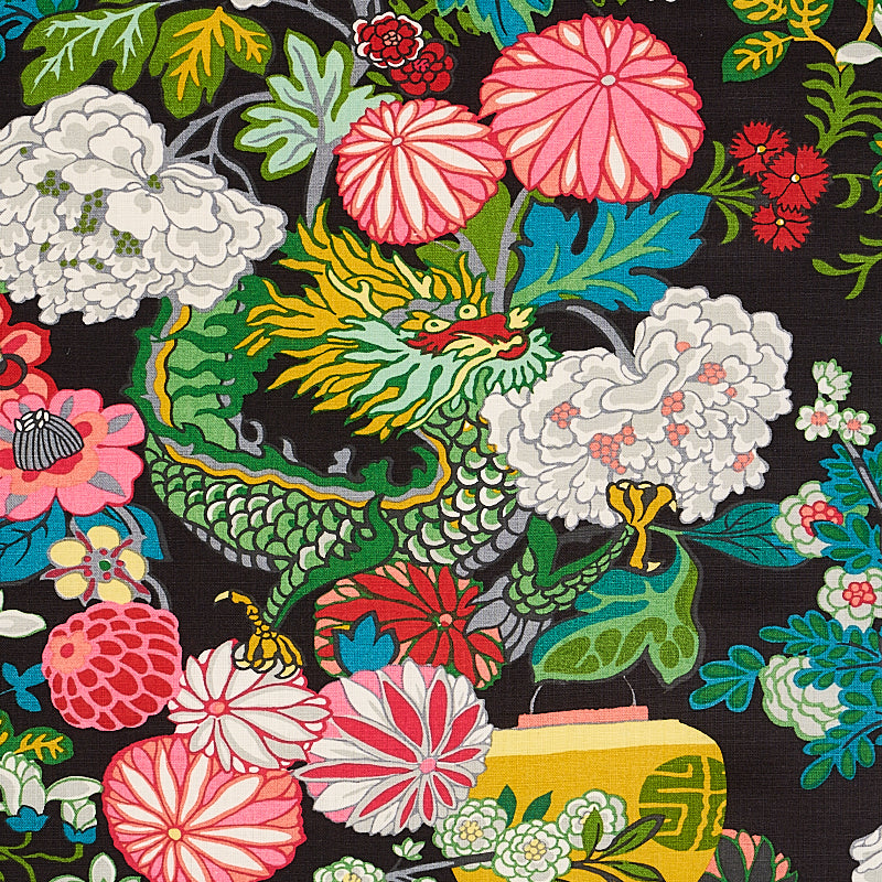 Schumacher Chiang Mai Dragon Ebony Fabric 173275