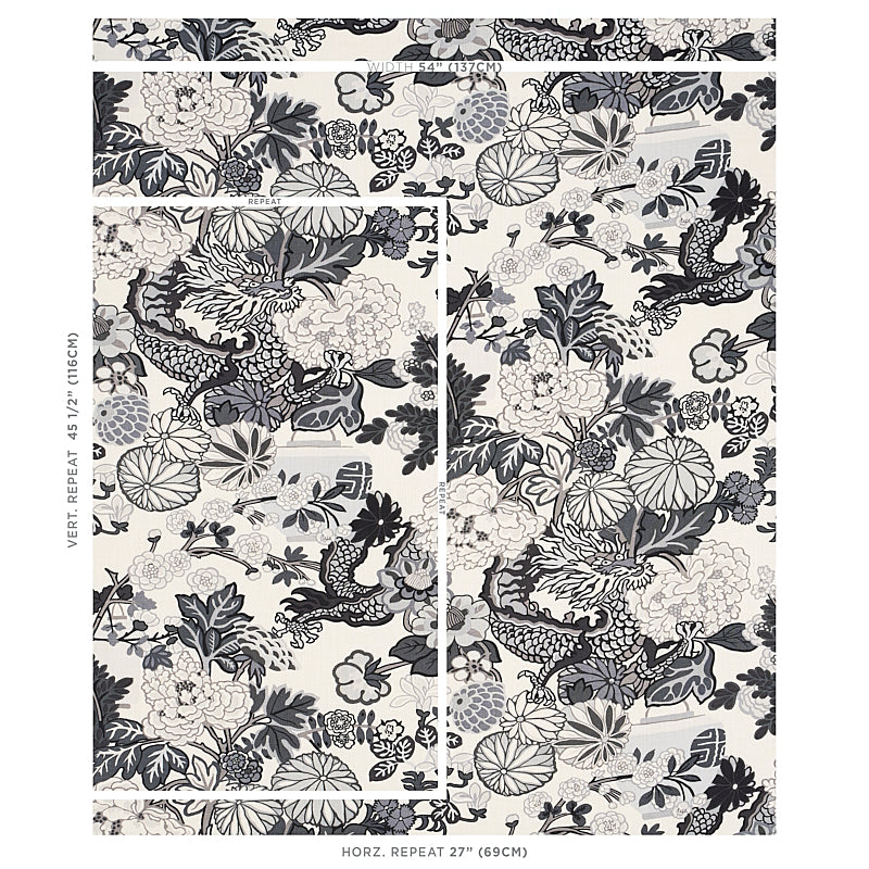 Schumacher Chiang Mai Dragon Smoke Fabric 173276