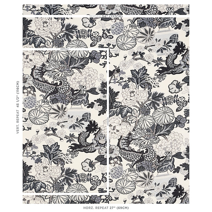 Schumacher Chiang Mai Dragon Smoke Fabric Sample 173276