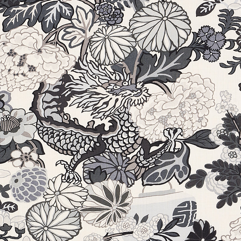 Schumacher Chiang Mai Dragon Smoke Fabric 173276