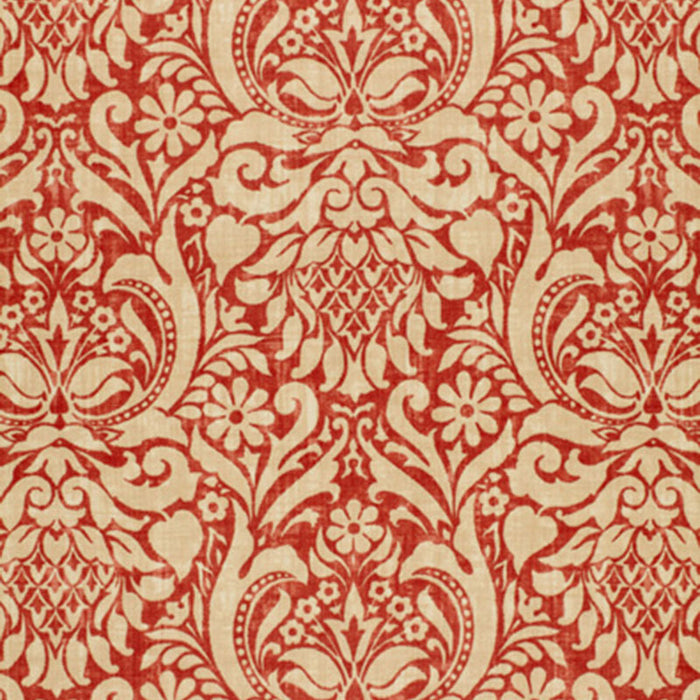 Schumacher Valencay Damask Terracotta Fabric Sample 173342