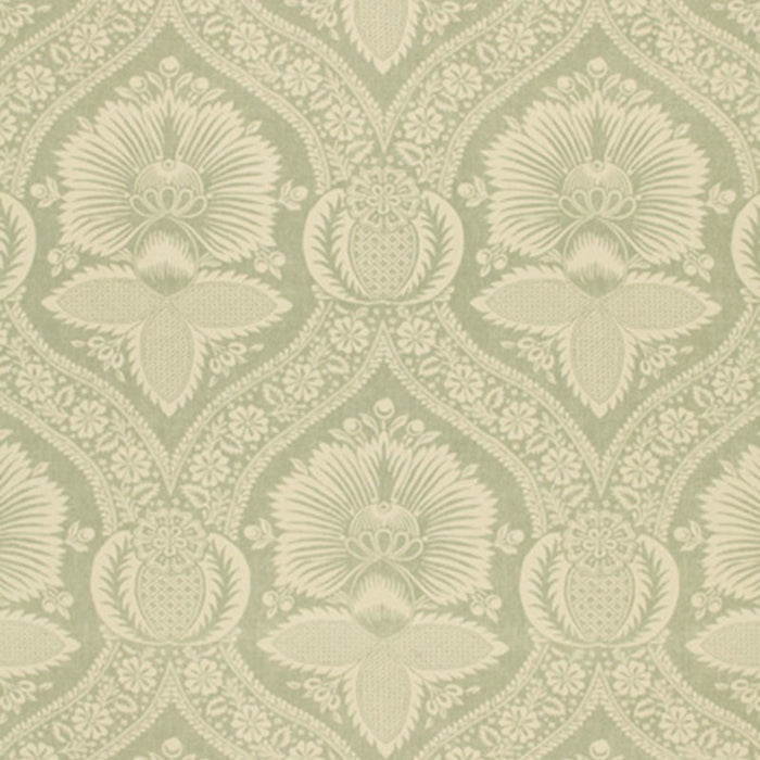 Schumacher Villandry Damask Print Mineral Fabric 173373