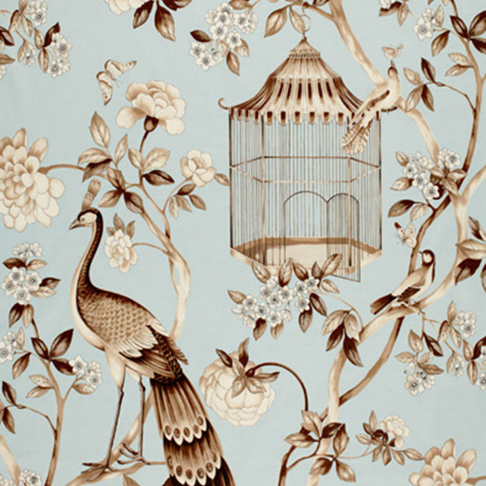 Schumacher Oiseaux Et Fleurs Mineral Fabric 173440