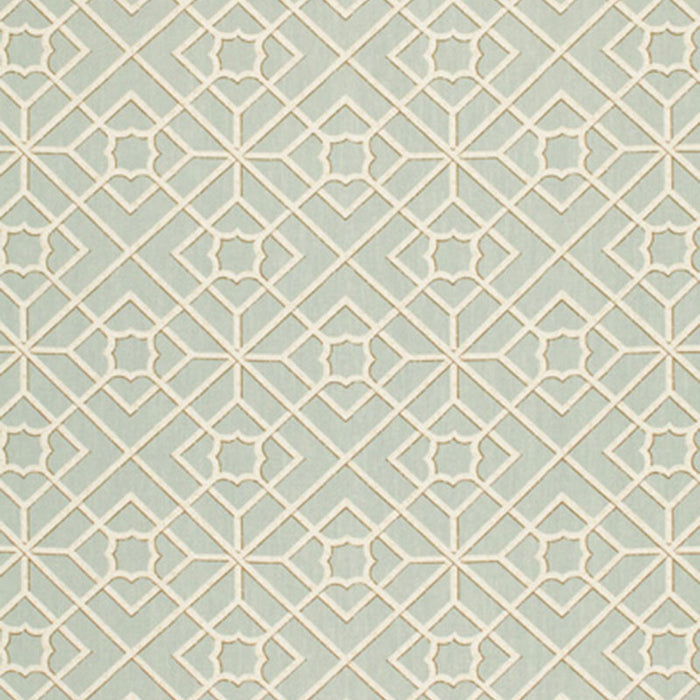 Schumacher Luan Fretwork Sky Fabric Sample 173491