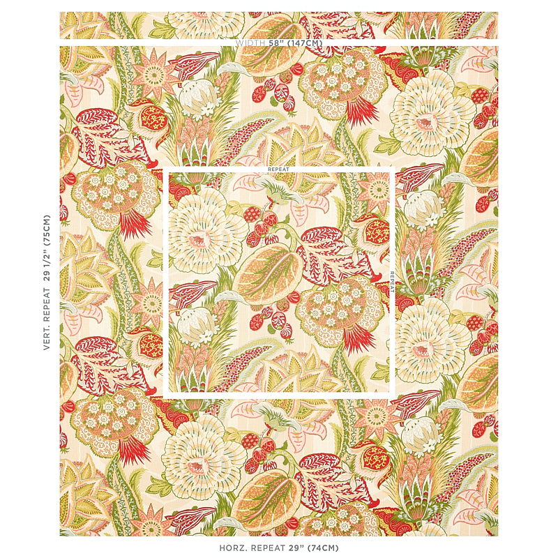 Schumacher Zanzibar Linen Print Melon Fabric Sample 173521