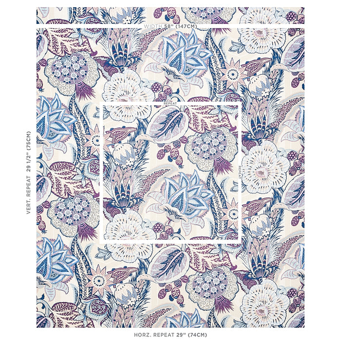 Schumacher Zanzibar Linen Print Hyacinth Fabric 173523