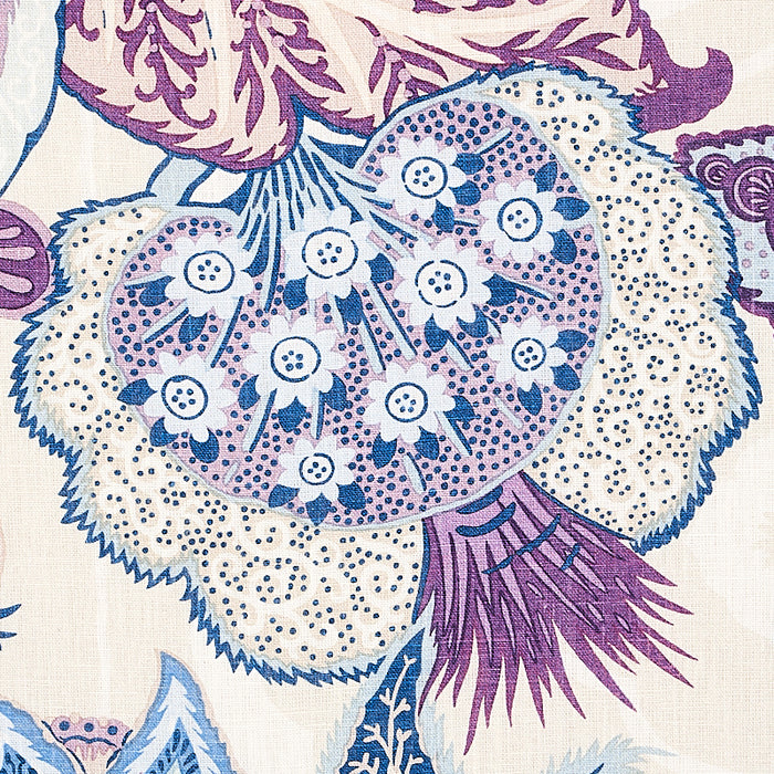 Schumacher Zanzibar Linen Print Hyacinth Fabric Sample 173523