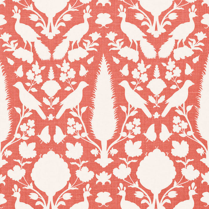 Schumacher Chenonceau Coral Fabric Sample 173564