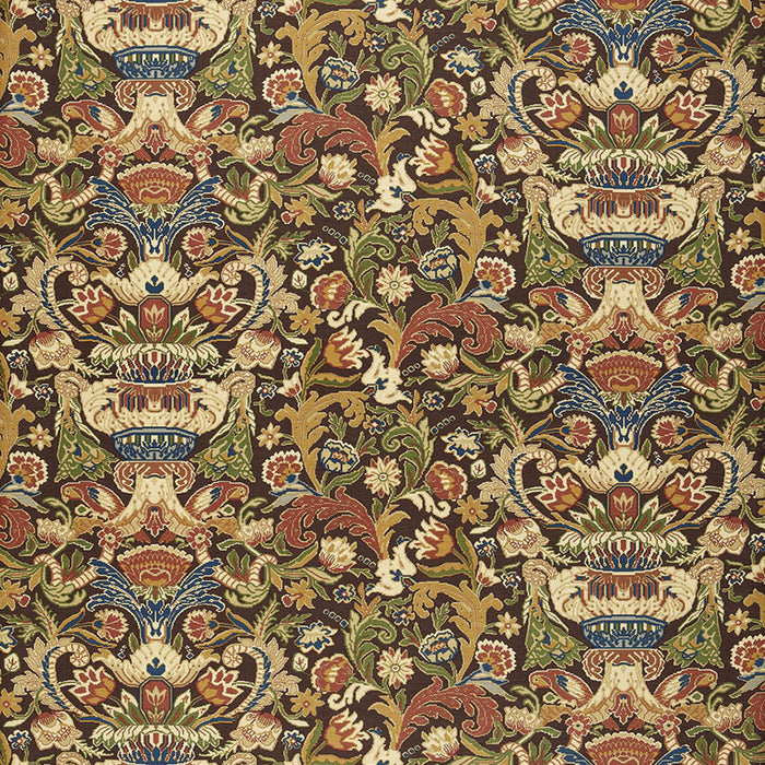 Schumacher Egerton Tapestry Print Umber Fabric Sample 173620