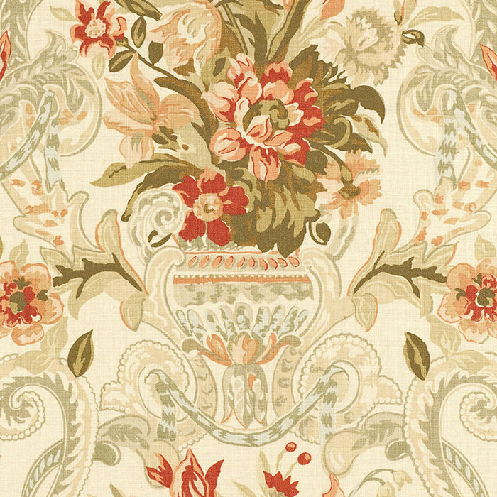 Schumacher Aylesbury Vase Coral Fabric Sample 173840