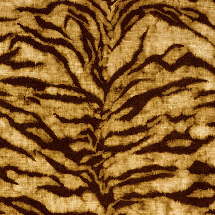 Schumacher Tigre Linen Print Golden Brown Fabric Sample 174160