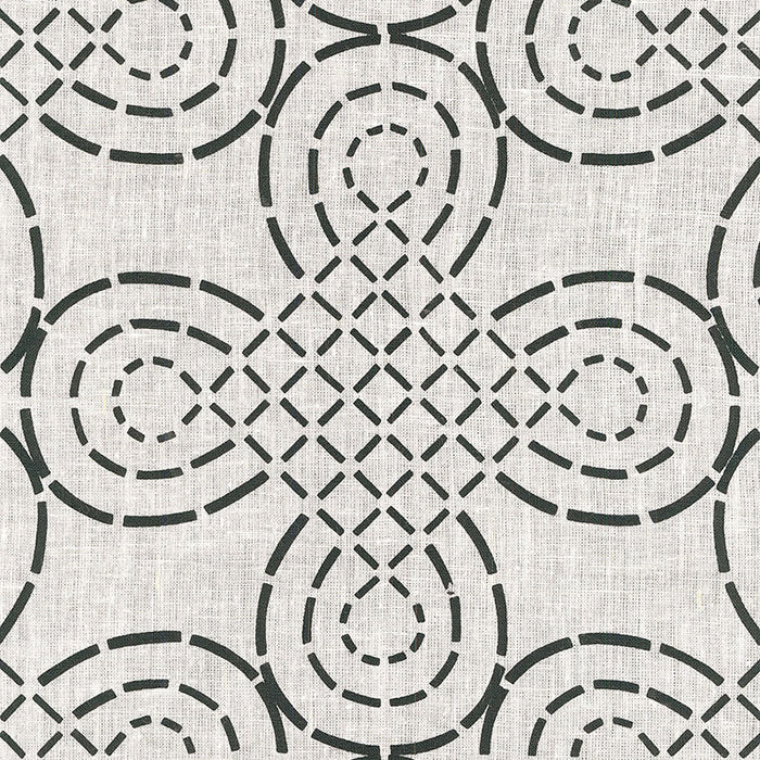 Schumacher Trellis Knot Ivory & Onyx Fabric Sample 174222