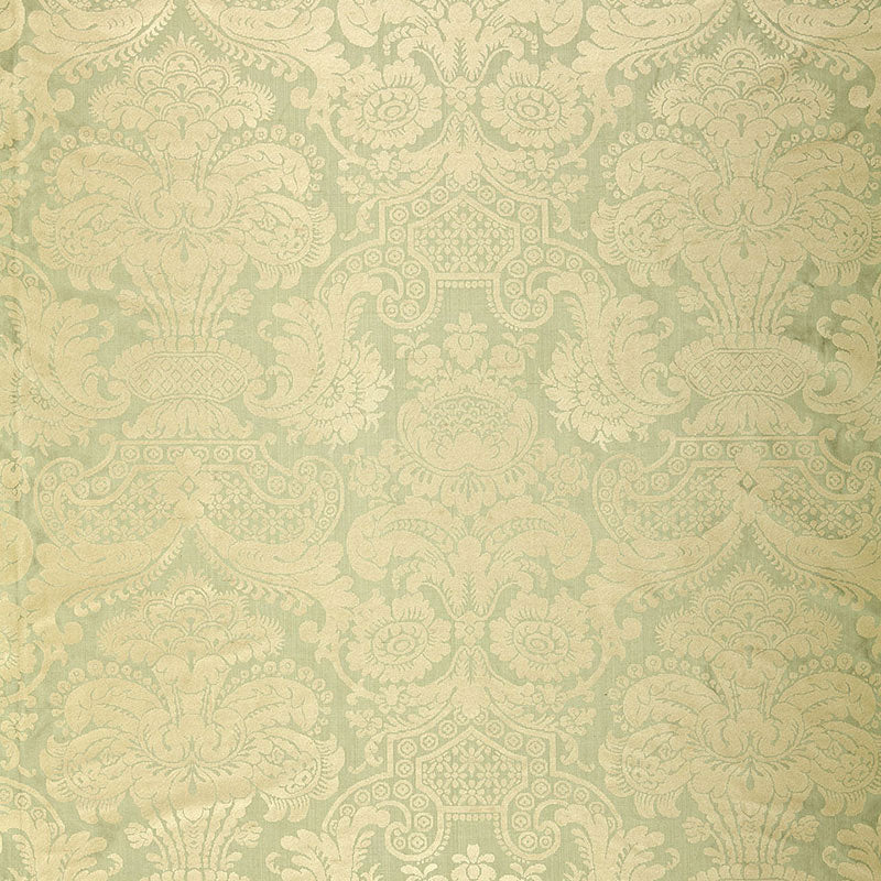 Schumacher Padova Damask Print Sea Glass Fabric 174420