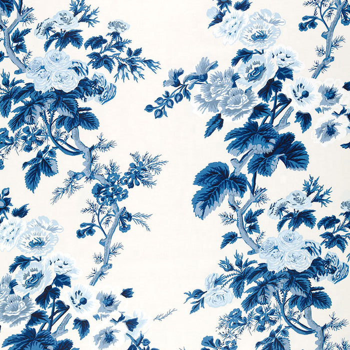 Schumacher Pyne Hollyhock Indigo Fabric 174452