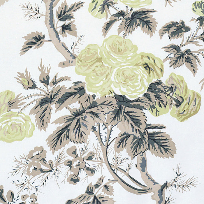 Schumacher Pyne Hollyhock Green Tea Fabric 174455