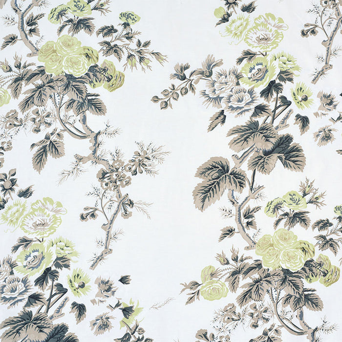 Schumacher Pyne Hollyhock Green Tea Fabric Sample 174455