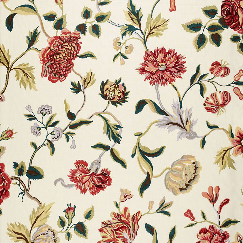 Schumacher Avebury Floral Vine Document Rose Fabric 174520