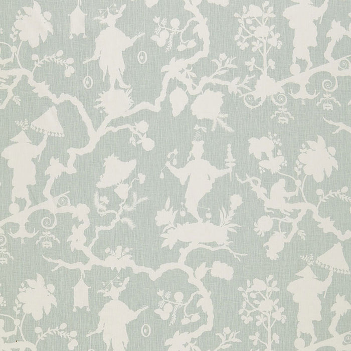 Schumacher Shantung Silhouette Print Mineral Fabric 174580