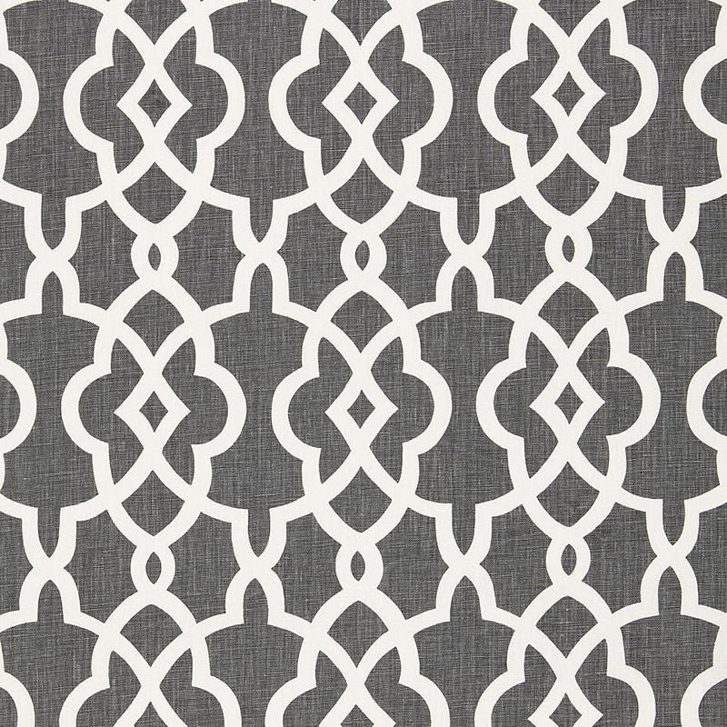 Schumacher Summer Palace Fret Smoke Fabric 174591