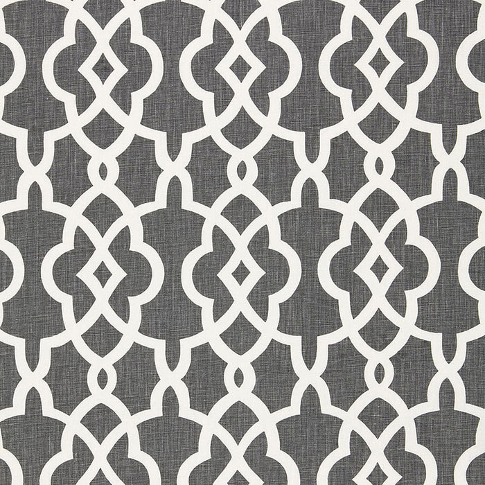 Schumacher Summer Palace Fret Smoke Fabric Sample 174591