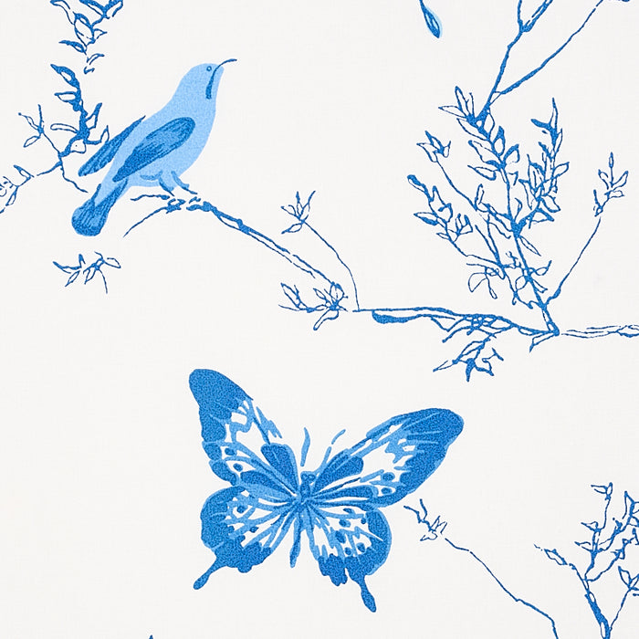 Schumacher Birds & Butterflies Porcelain Fabric 174761