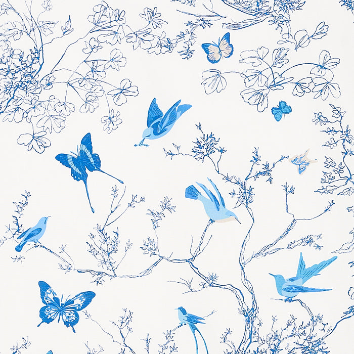 Schumacher Birds & Butterflies Porcelain Fabric Sample 174761