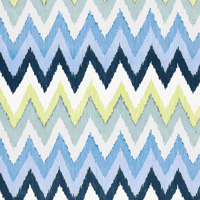 Schumacher Adras Ikat Print Sky Fabric Sample 174822