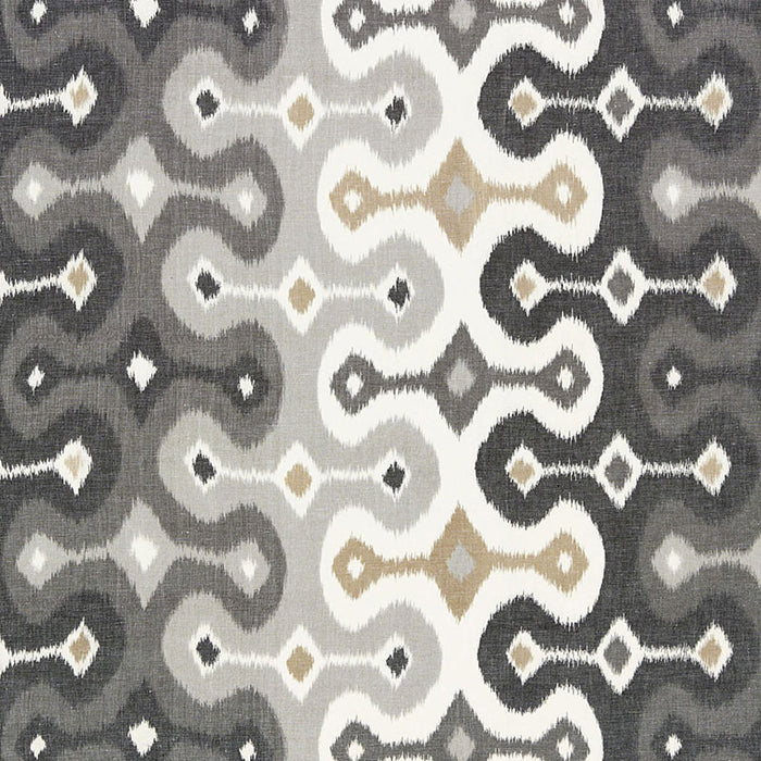 Schumacher Darya Ikat Stone Fabric Sample 174833