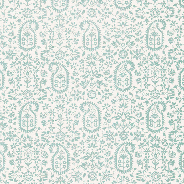 Schumacher Kalika Paisley Print Aquamarine Fabric Sample 174862