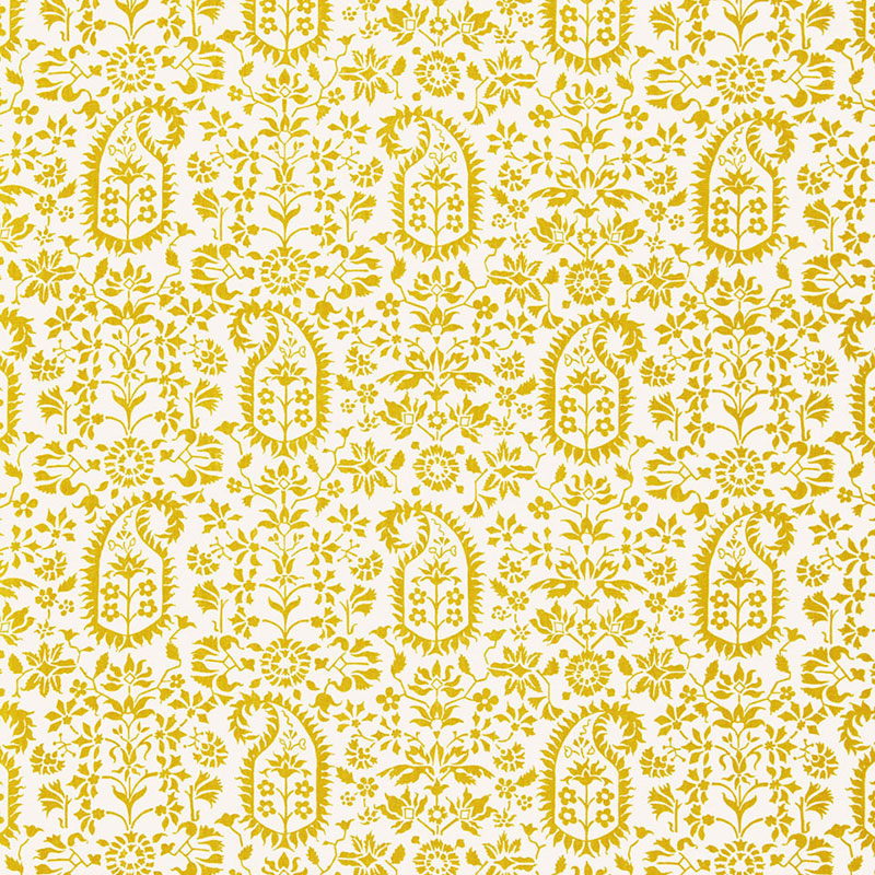 Schumacher Kalika Paisley Print Citron Fabric 174863