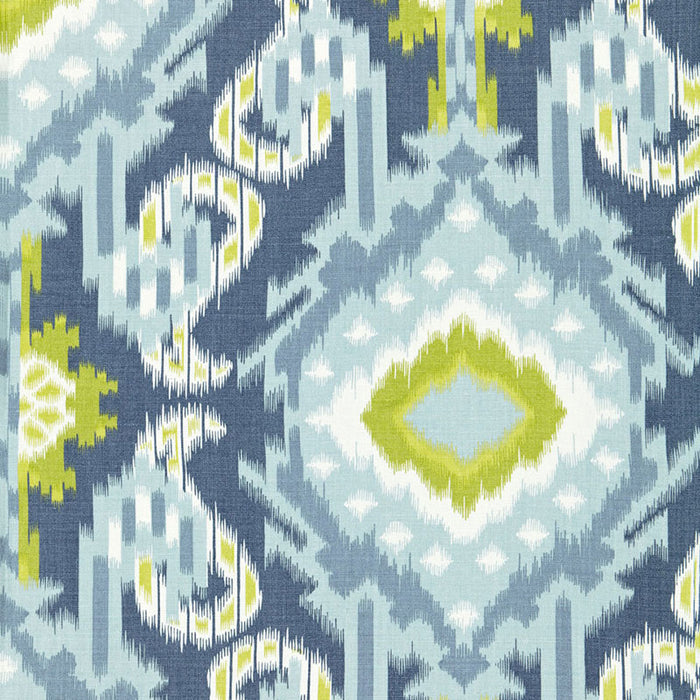 Schumacher Kiribati Ikat Print Aquamarine Fabric 174982