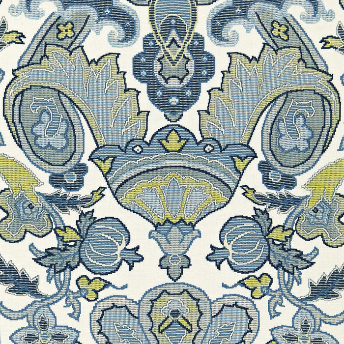 Schumacher Mataura Linen Print Aegean Fabric 175080