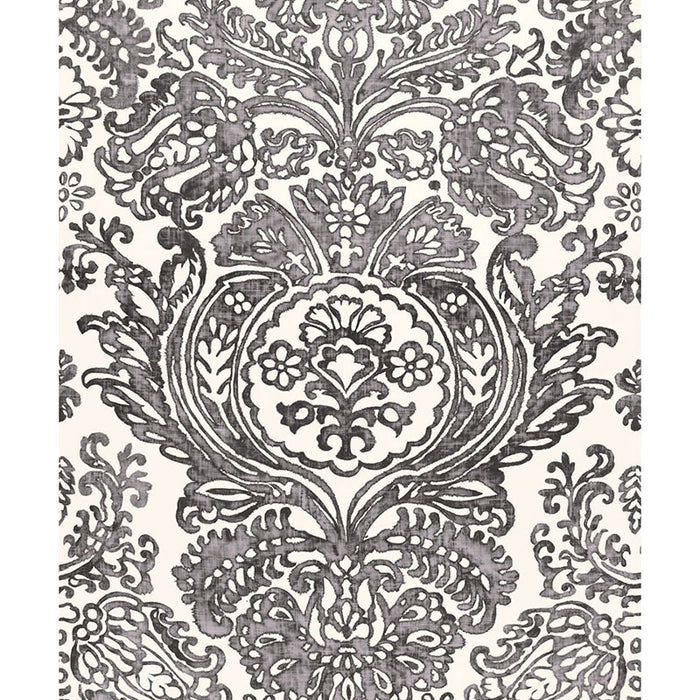 Schumacher Tremezzo Damask Graphite Fabric Sample 175091